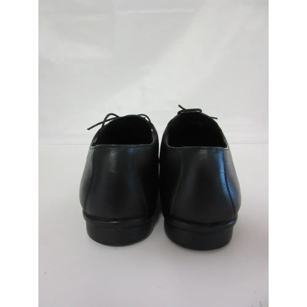 Tracer Black Perforated Leather 41 Square Toe Oxford Lace Up Dress-Casual Shoes